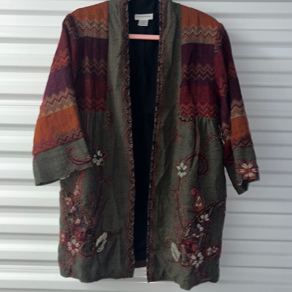 Soft Surroundings Jackets & Blazers - Soft Surroundings Izmir Patchwork Cardigan Jacket Sz Med Brown Embroidery Boho